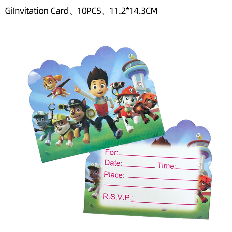 Paw Patrol Birthday Party Invitation Cards