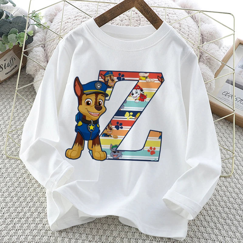 Paw Patrol Long-Sleeve White T-Shirt with Letter