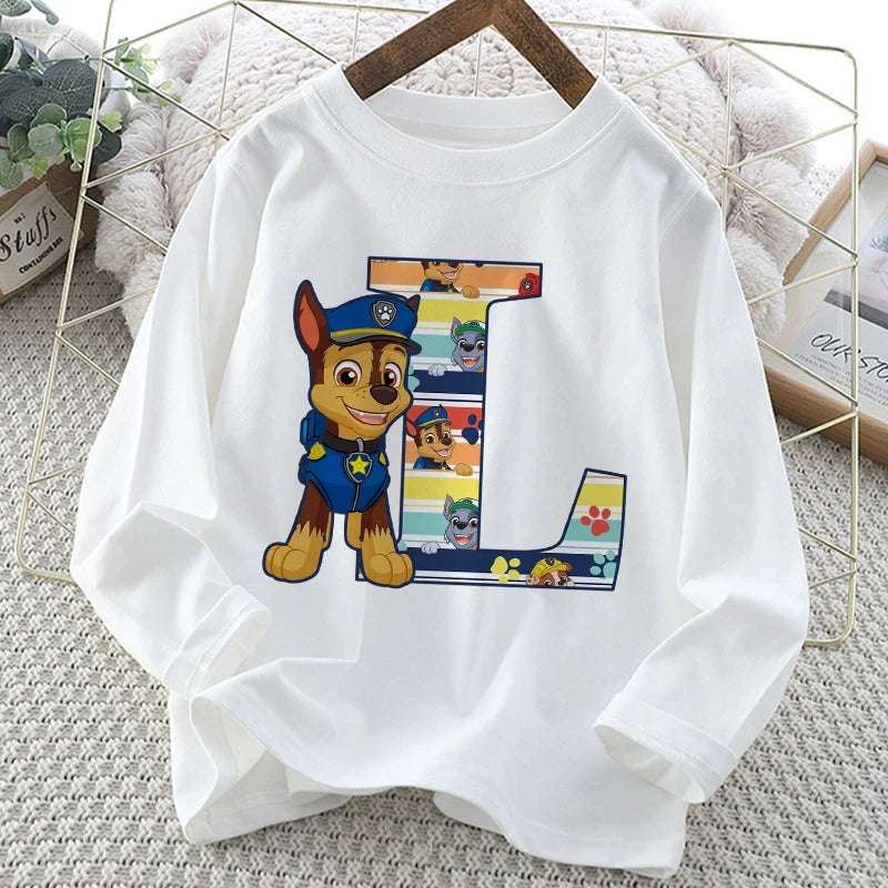 Paw Patrol Long-Sleeve White T-Shirt with Letter