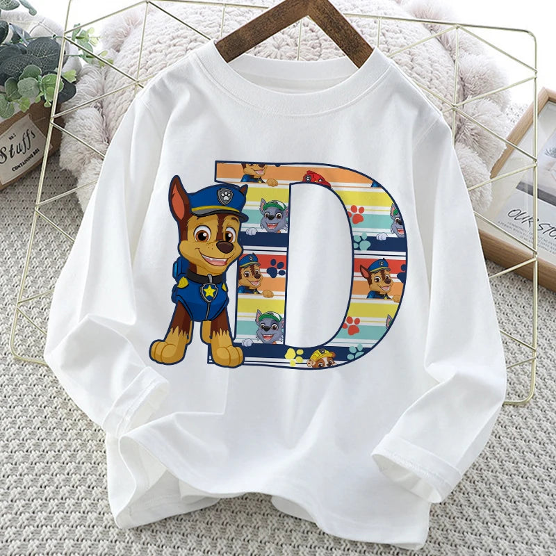 Paw Patrol Long-Sleeve White T-Shirt with Letter