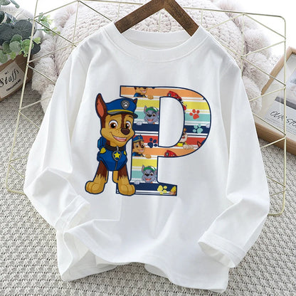 Paw Patrol Long-Sleeve White T-Shirt with Letter