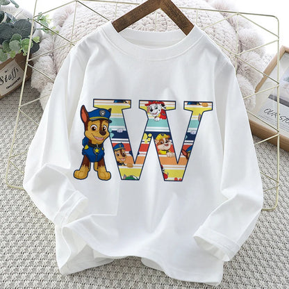 Paw Patrol Long-Sleeve White T-Shirt with Letter