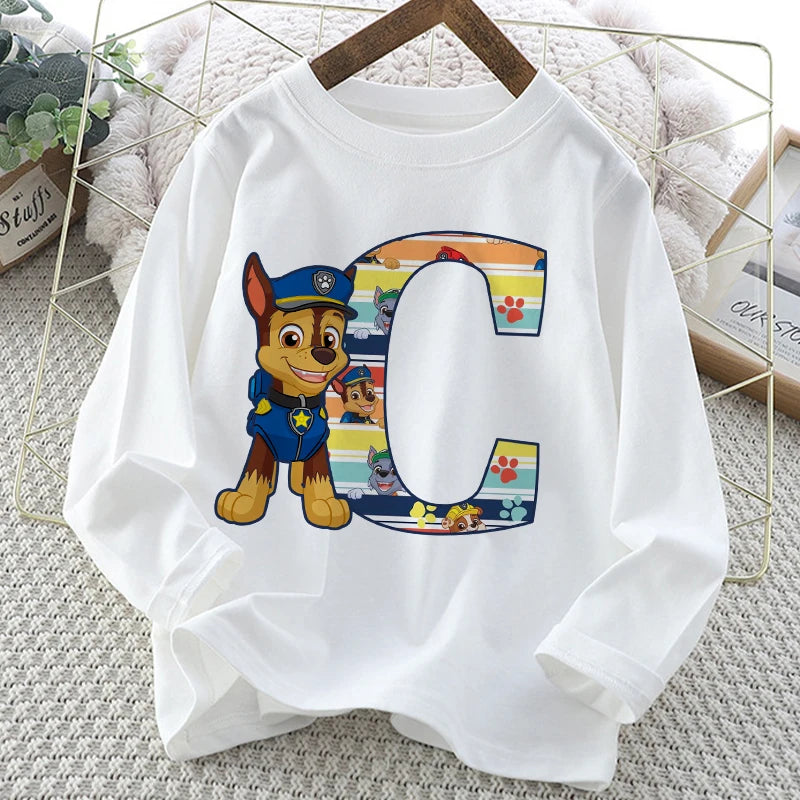 Paw Patrol Long-Sleeve White T-Shirt with Letter