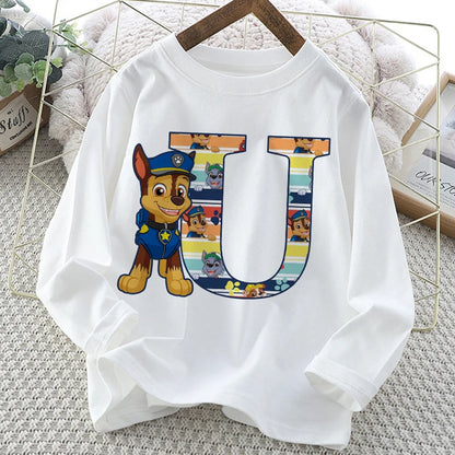 Paw Patrol Long-Sleeve White T-Shirt with Letter