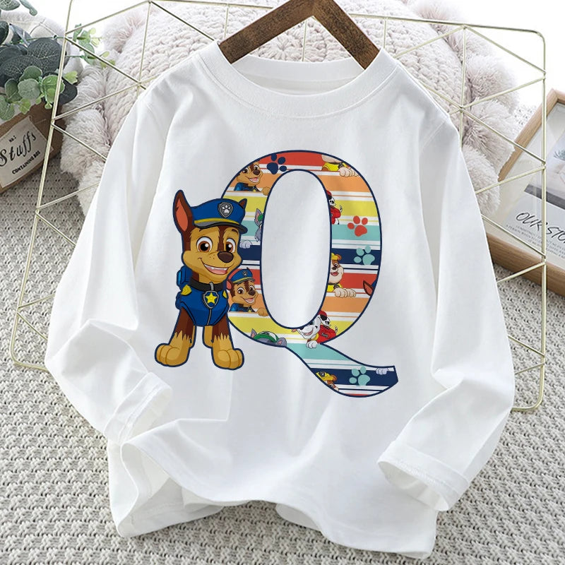 Paw Patrol Long-Sleeve White T-Shirt with Letter