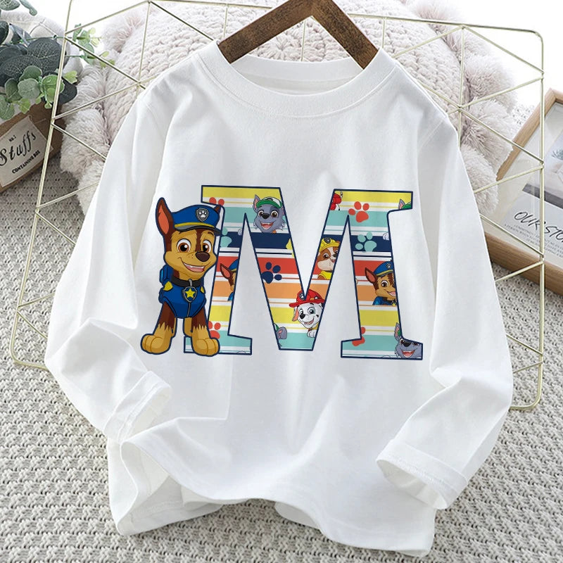 Paw Patrol Long-Sleeve White T-Shirt with Letter