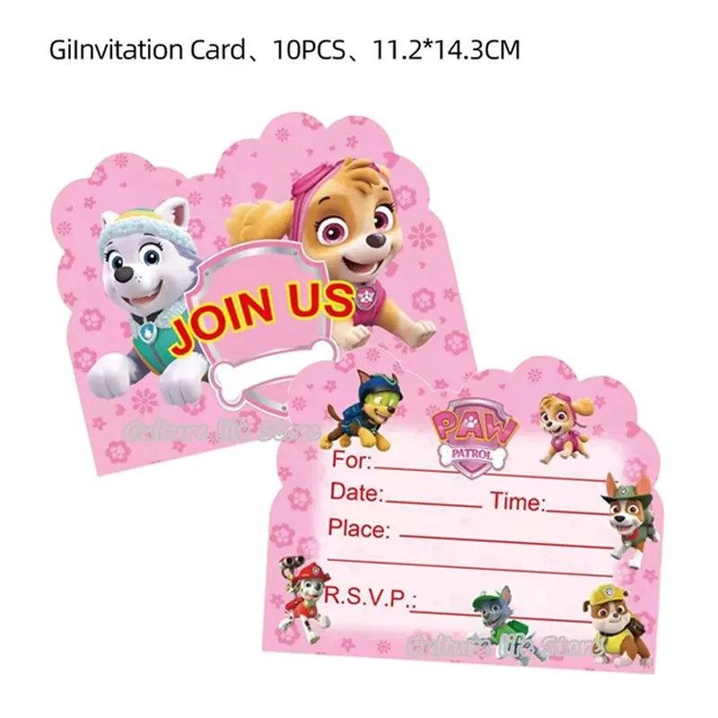 Paw Patrol Birthday Party Invitation Cards