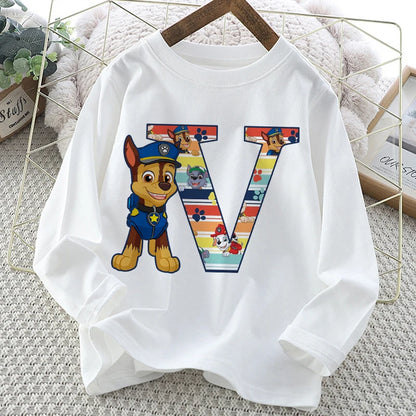 Paw Patrol Long-Sleeve White T-Shirt with Letter