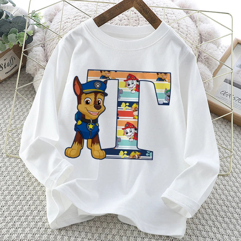 Paw Patrol Long-Sleeve White T-Shirt with Letter