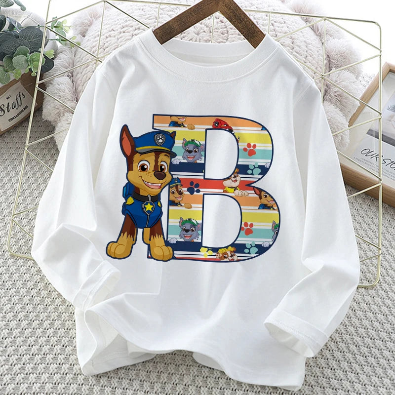 Paw Patrol Long-Sleeve White T-Shirt with Letter