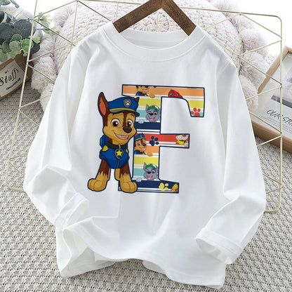 Paw Patrol Long-Sleeve White T-Shirt with Letter