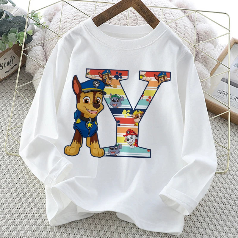 Paw Patrol Long-Sleeve White T-Shirt with Letter