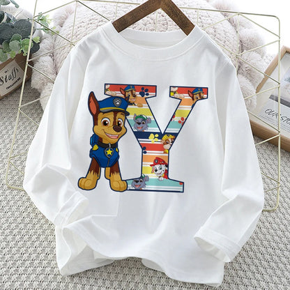 Paw Patrol Long-Sleeve White T-Shirt with Letter