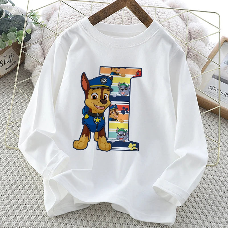 Paw Patrol Long-Sleeve White T-Shirt with Letter