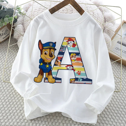 Paw Patrol Long-Sleeve White T-Shirt with Letter