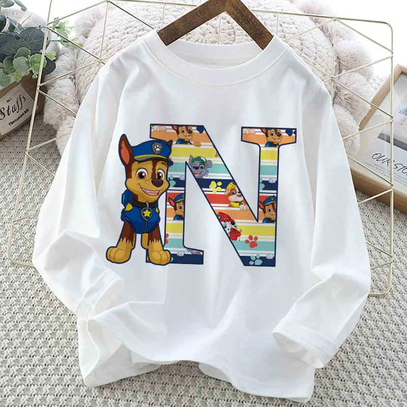 Paw Patrol Long-Sleeve White T-Shirt with Letter